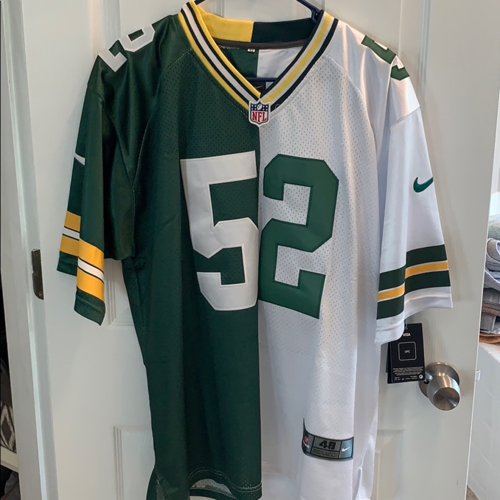 Green and White Clay Matthews Packers Jersey